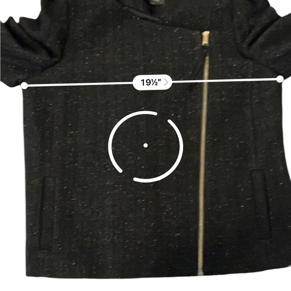 Ann Taylor Black Gold Metallic Asymmetrical Zip Wool Blend 3/4 Sleeve Jacket, 14 - Picture 10 of 13